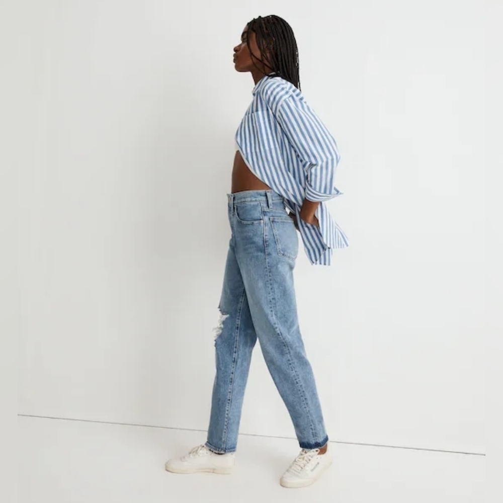 Madewell Perfect Vintage Straight Jean in Kingsbury Wash: Knee-Rip NG247 Size 26 - Picture 10 of 10